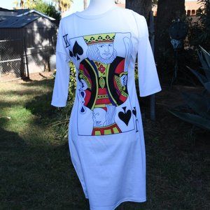 Playing Cards Casual T-shirt Dress 3/4" Sleeves